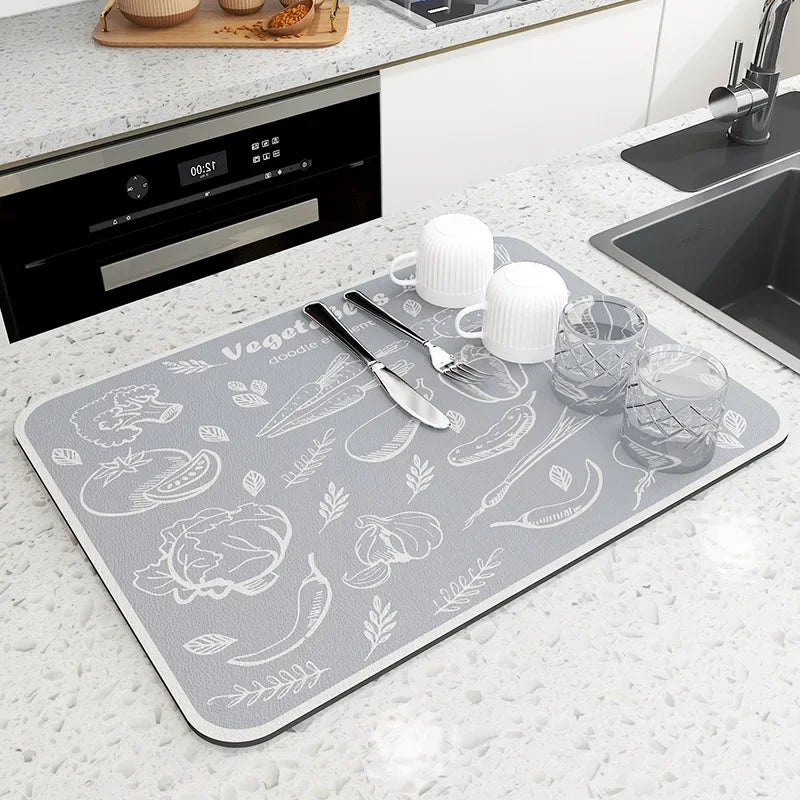 Super Absorbent Anti-slip Coffee Dish Large Kitchen Absorbent Draining Mat Drying Mat Quick Dry Bathroom Drain Pad