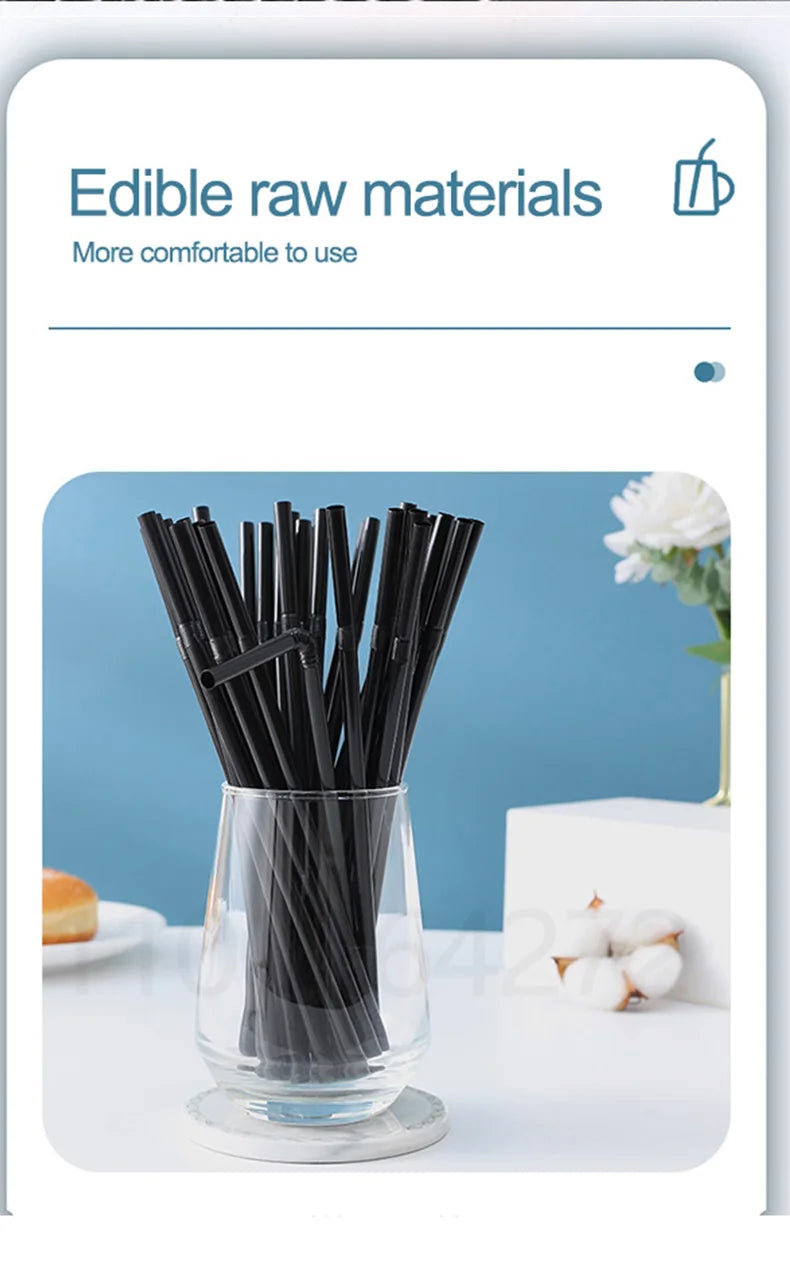 50-1000Pcs Drinking Straws Colorful & Black rietjes Flexible Wedding Party Supplies Drinking Straws Kitchen Wholesale