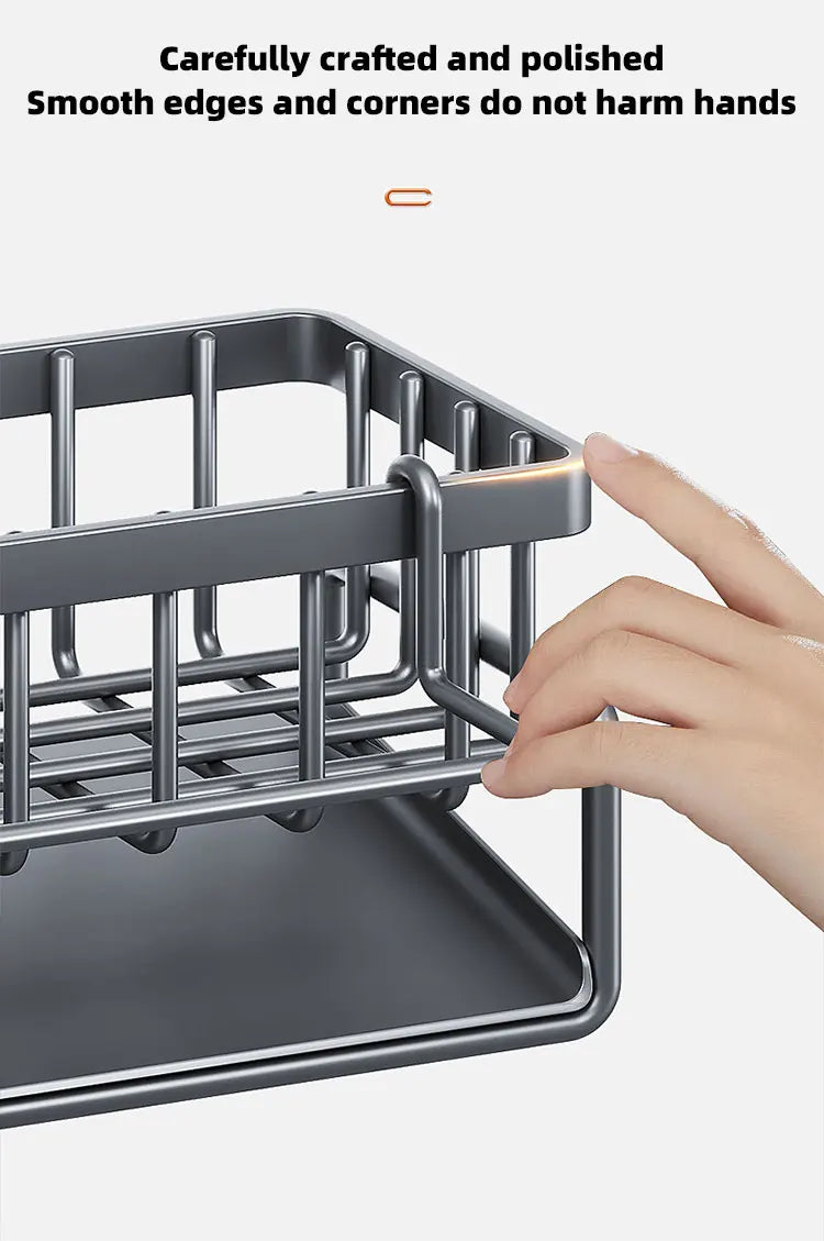 Self-draining Sink Shelf Stainless Steel Kitchen Sink Drain Rack Soap Sponge Holder Kitchen Sink Organizer