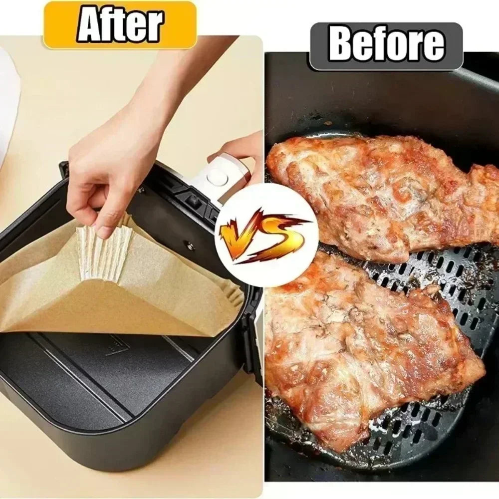 50/30 Pieces Kitchens Accessories Air Fryer Paper Kitchen Utensils Disposable Square Round Pastry Molds BBQ Plate Non-stick Pad