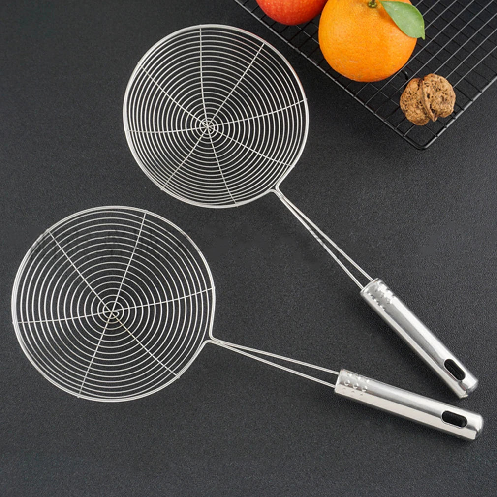 Oval Skimmer Stainless Steel Filter Mesh Oil Pot Food Filter Cookware Colander Fried Filter Kitchen Strainer Baking Cooking Tool