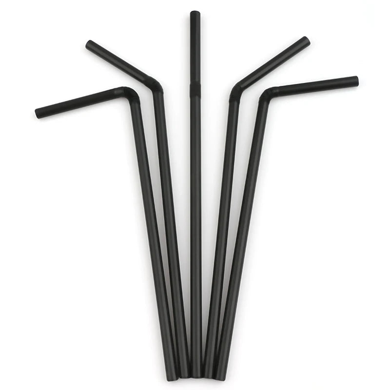 50-1000Pcs Drinking Straws Colorful & Black rietjes Flexible Wedding Party Supplies Drinking Straws Kitchen Wholesale